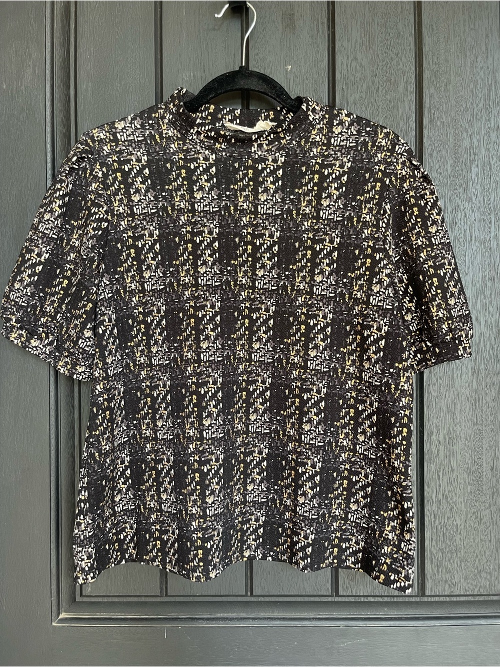 Everleigh Puff Sleeve Mock Neck Printed Top Size Large